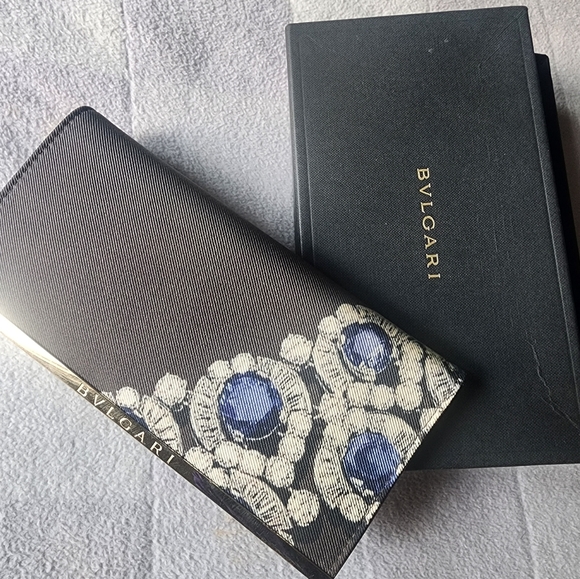 Bulgari Black Jewelry Accents Envelope Wallet